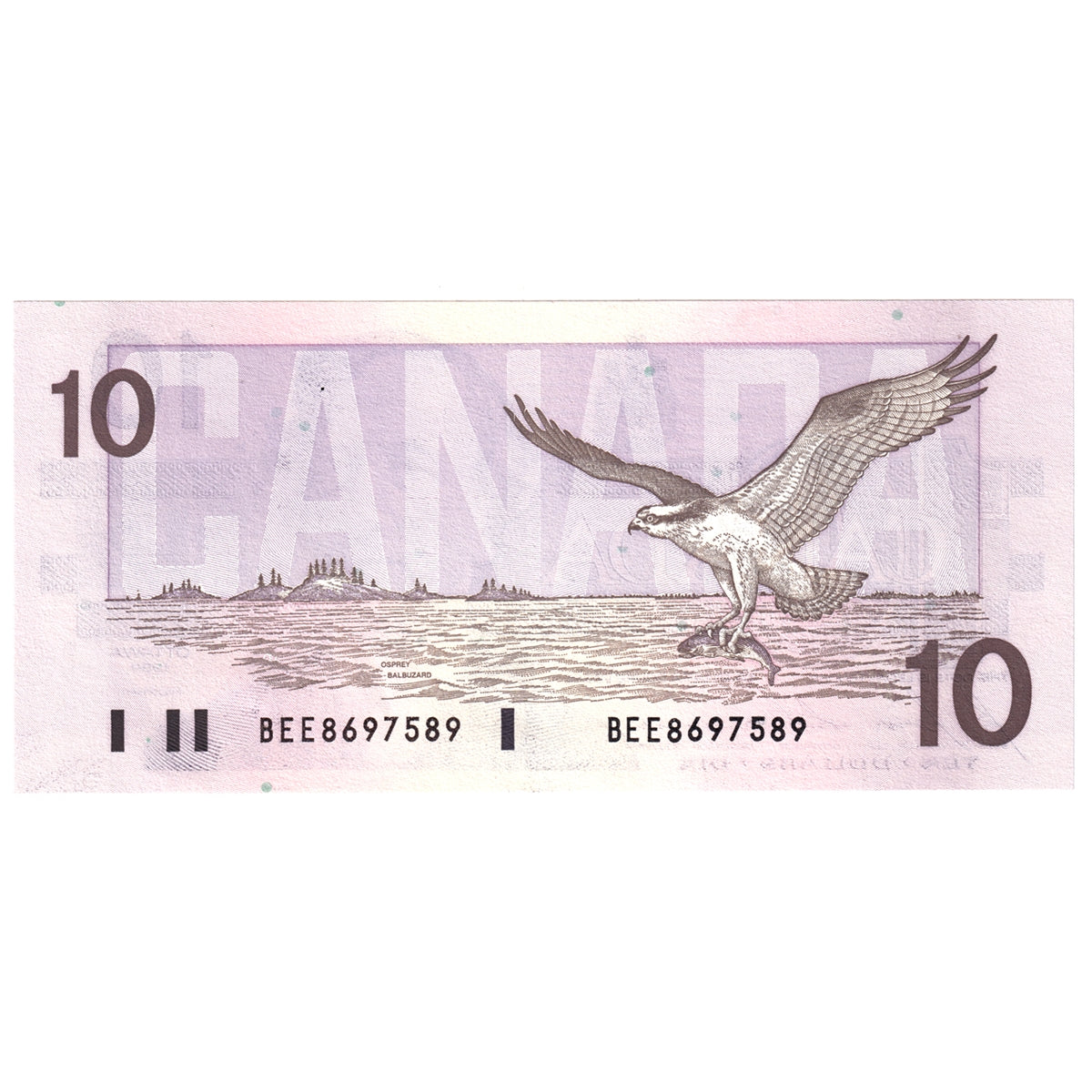BC-57b 1989 Canada $10 Bonin-Thiessen, BEE, AU-UNC (AU55)