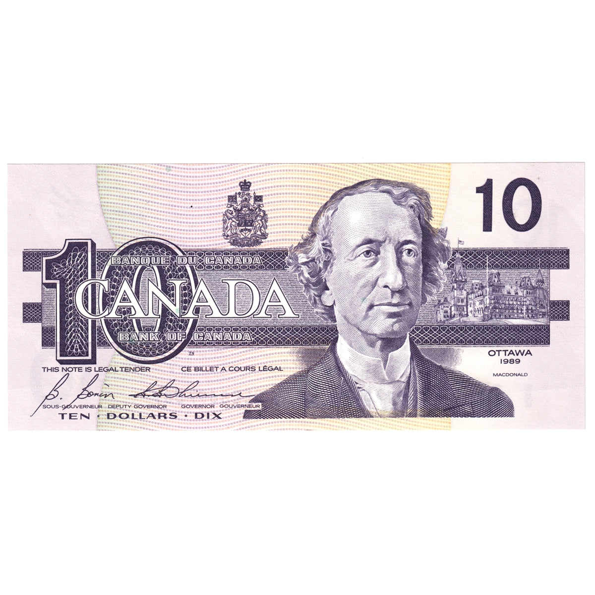 BC-57b 1989 Canada $10 Bonin-Thiessen, BEE, AU-UNC (AU55)