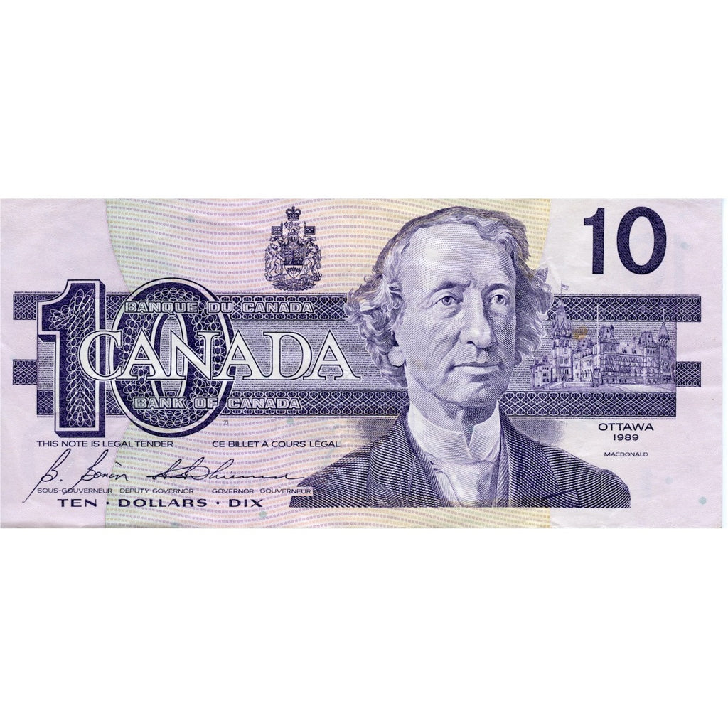 BC-57b 1989 Canada $10 Bonin-Thiessen, BEF, VF-EF (VF30)