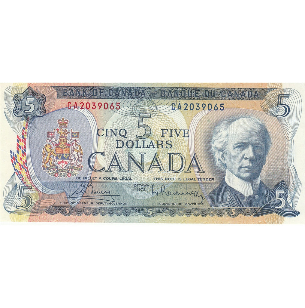 BC-48a 1972 Canada $5 Bouey-Rasminsky, CA, EF-AU (EF45)