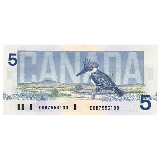 BC-56a 1986 Canada $5 Crow-Bouey, EOB, Choice Uncirculated (CUNC63)