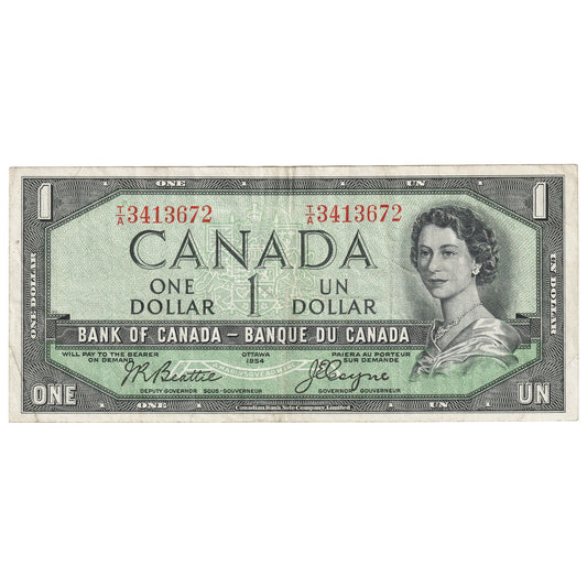 BC-29b 1954 Canada $1 Beattie-Coyne, Devil's Face, T/A, VF