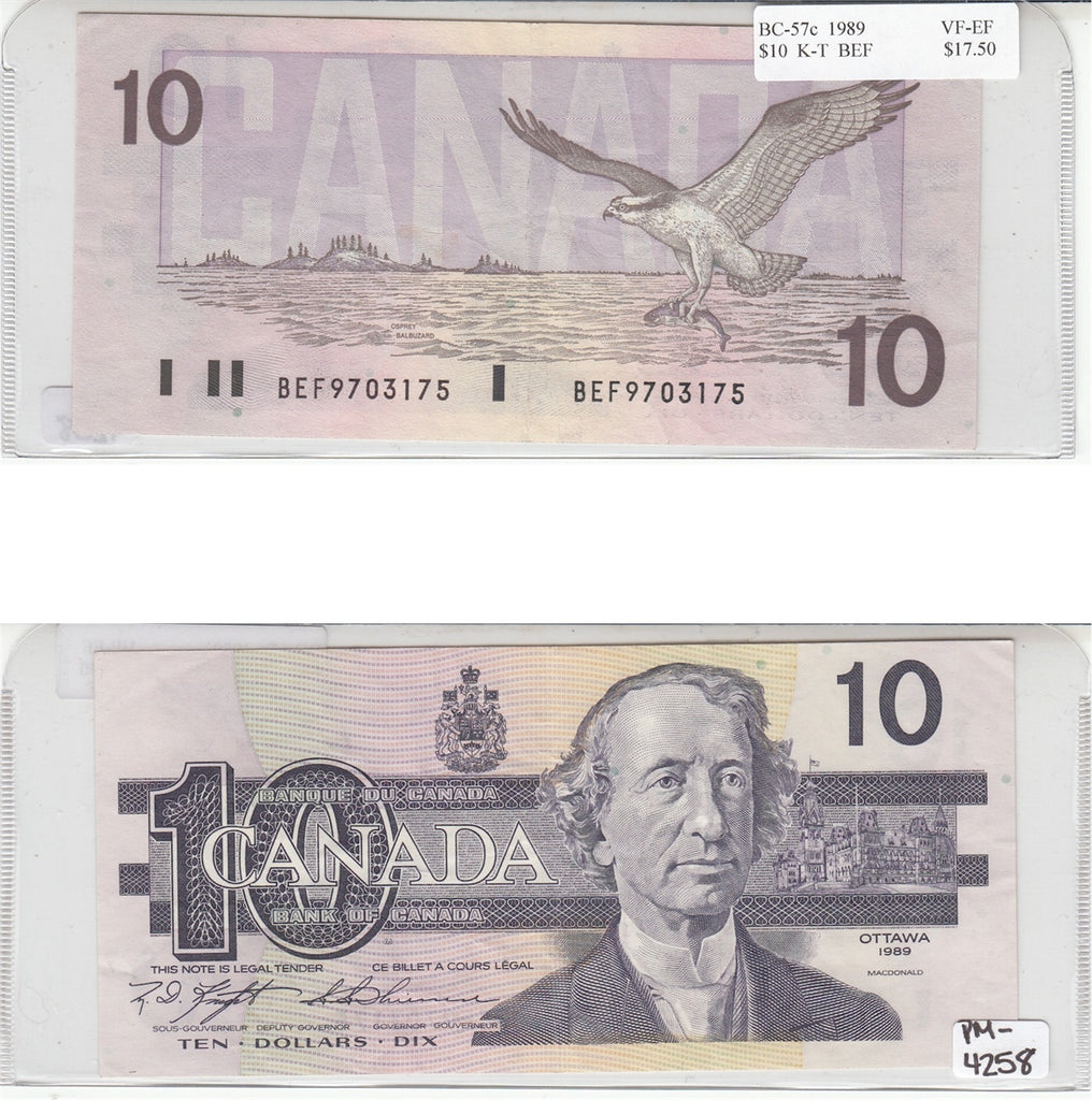 BC-57c 1989 Canada $10 Knight-Thiessen, BEF, VF-EF (VF30)