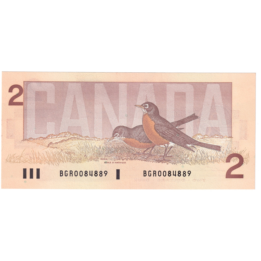 BC-55b 1986 Canada $2 Thiessen-Crow, BGR, Choice Uncirculated (CUNC63)