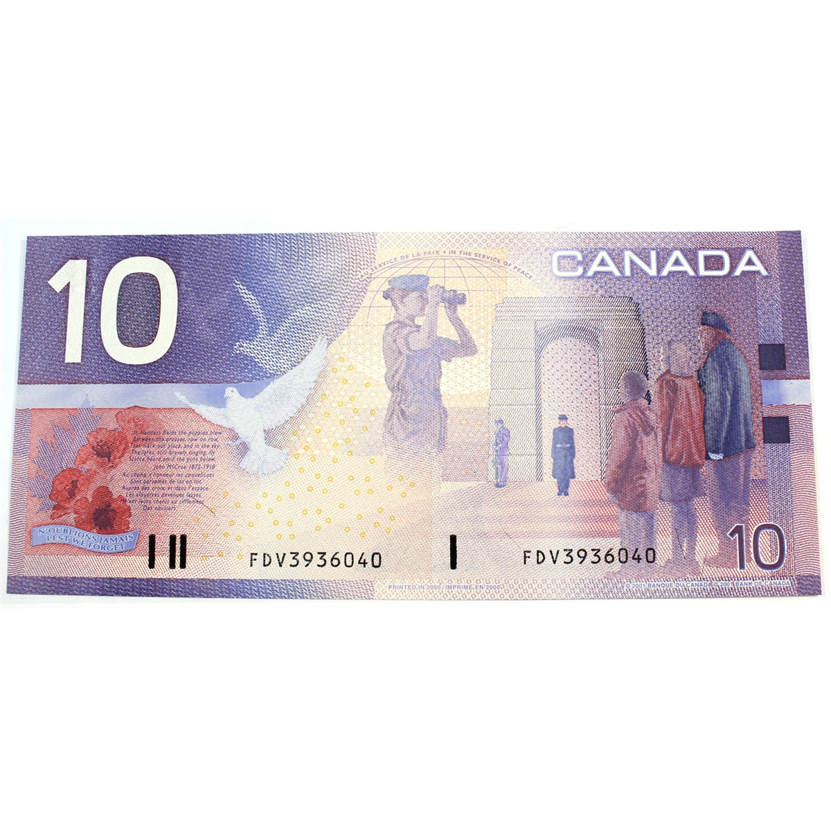 BC-63a 2000 Canada $10 Knight-Thiessen, FDV, Uncirculated (MS60)