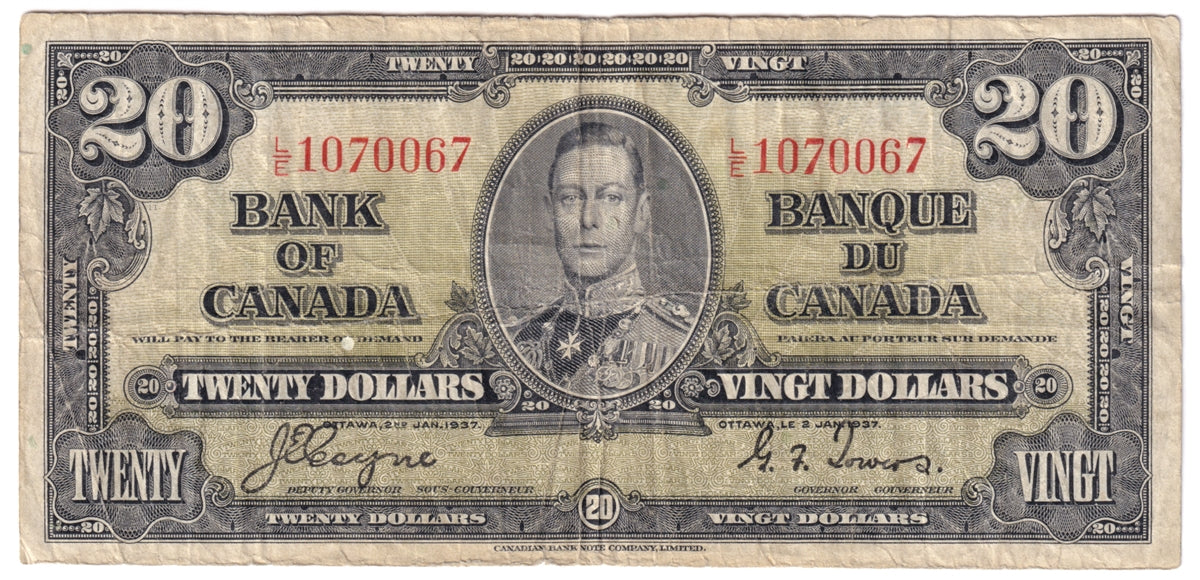 BC-25c 1937 Canada $20 Coyne-Towers, L/E, Circ
