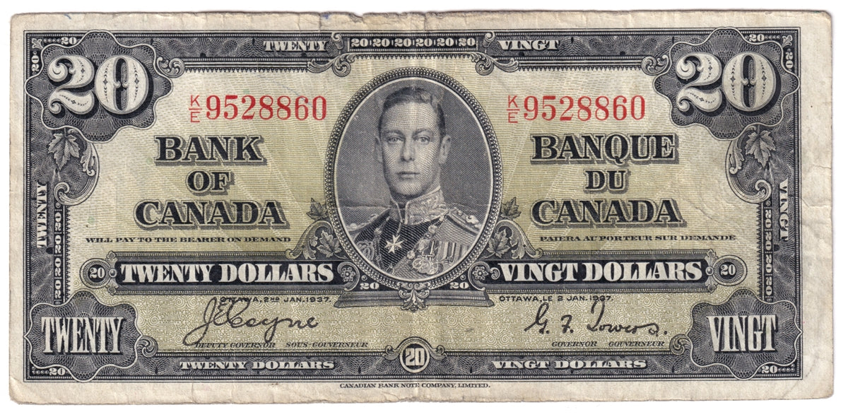 BC-25c 1937 Canada $20 Coyne-Towers, K/E, CIRC