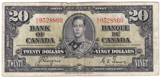 BC-25c 1937 Canada $20 Coyne-Towers, K/E, CIRC