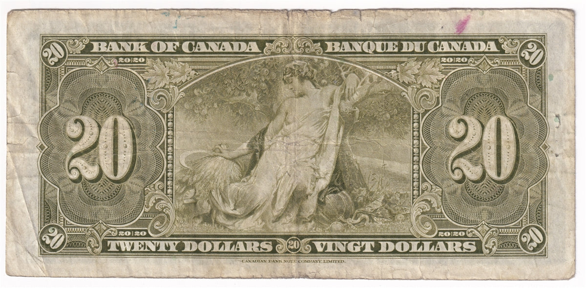 BC-25c 1937 Canada $20 Coyne-Towers, K/E, CIRC