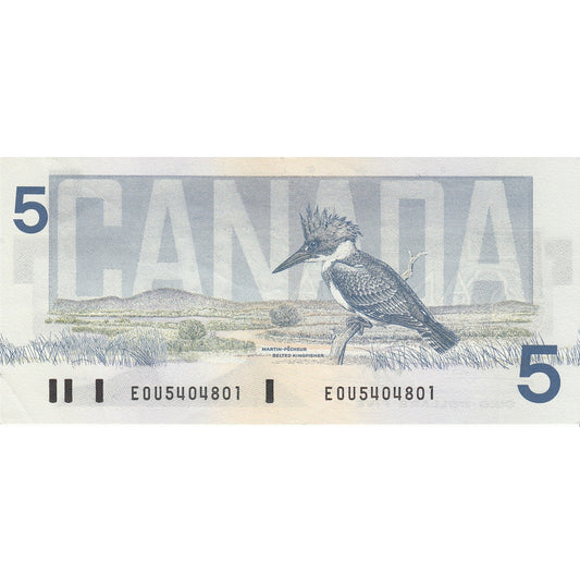 BC-56a-i 1986 Canada $5 Crow-Bouey, EOU, Almost Uncirculated (AU50)