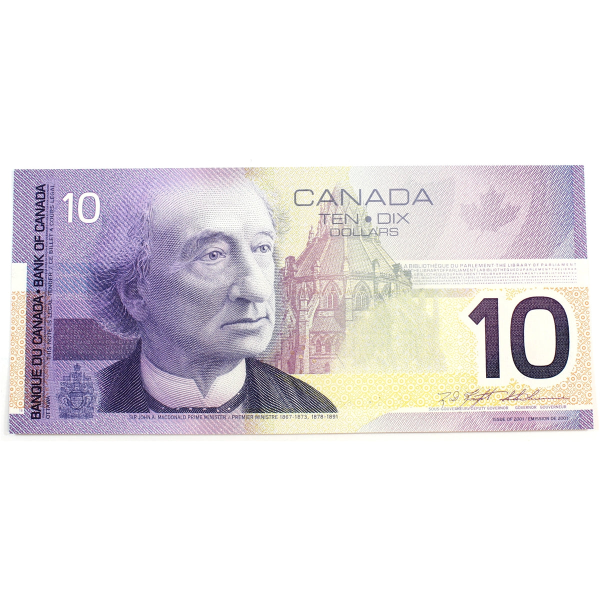 BC-63aA 2000 Canada $10 Knight-Thiessen, FDT (9.00-9.60), Almost Uncirculated (AU50)