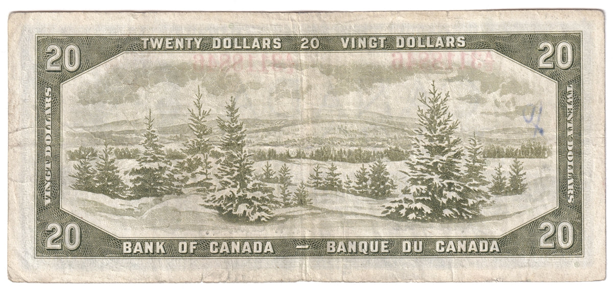 BC-33a 1954 Canada $20 Coyne-Towers, Devil's Face, A/E, CIRC