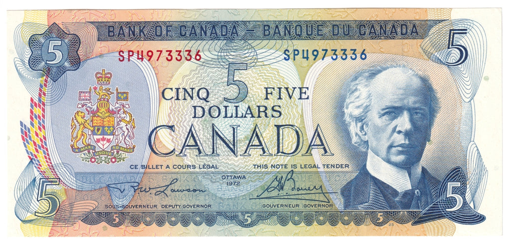 BC-48b 1972 Canada $5 Lawson-Bouey, SP, AU-UNC (AU55)