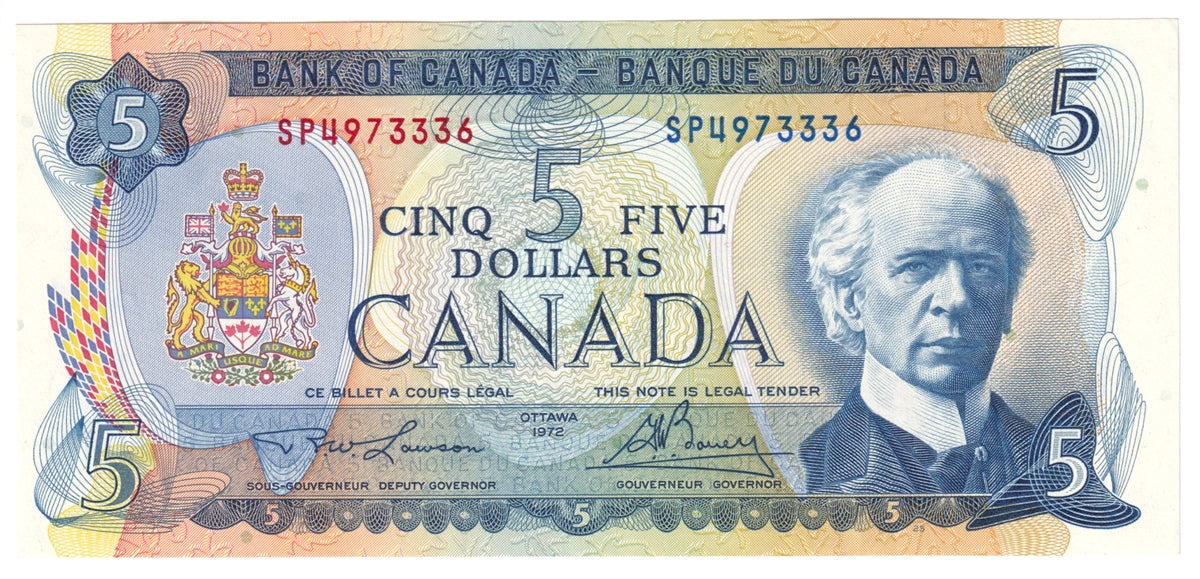BC-48b 1972 Canada $5 Lawson-Bouey, SP, AU-UNC (AU55)
