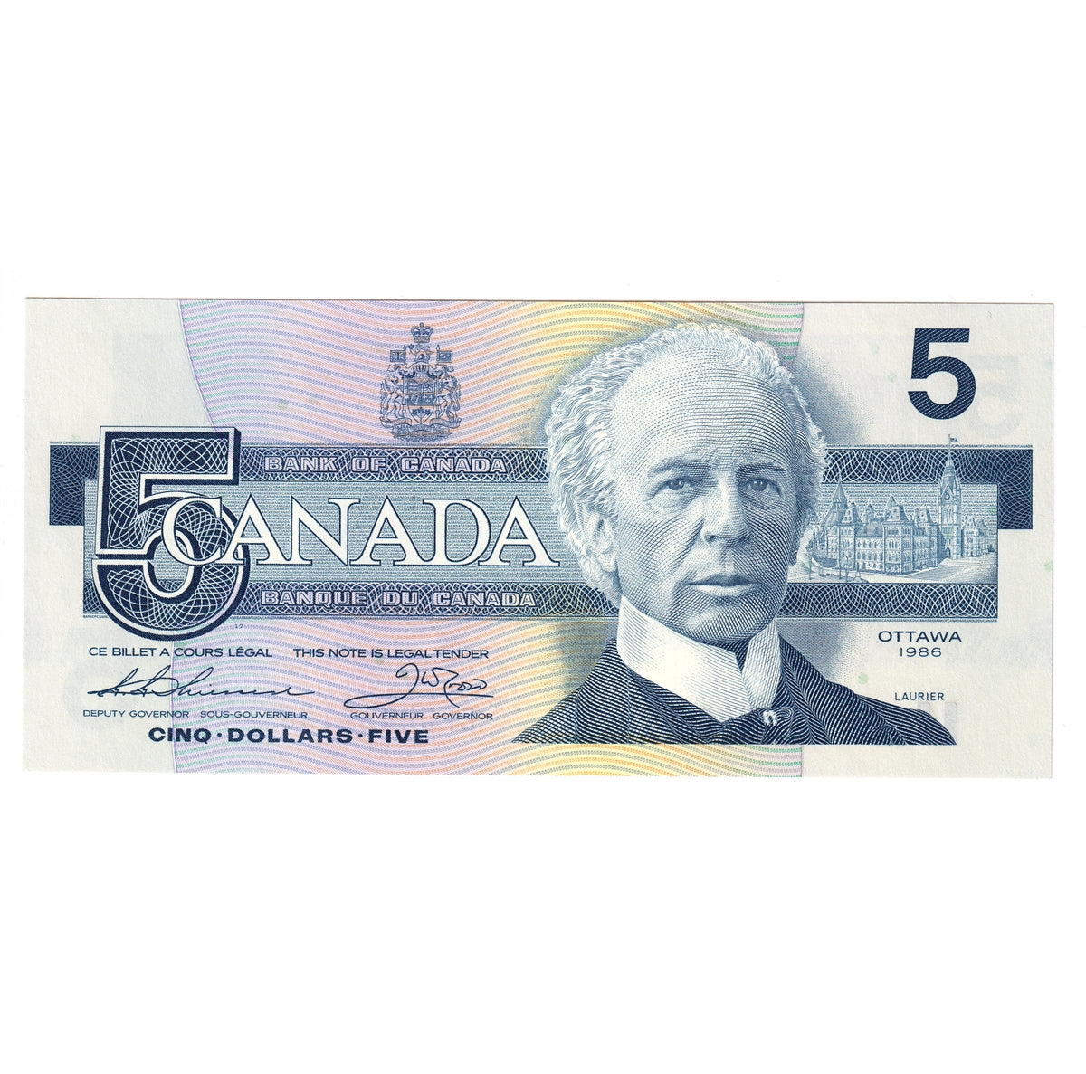 BC-56b 1986 Canada $5 Thiessen-Crow, EPD, Choice Uncirculated (CUNC63)