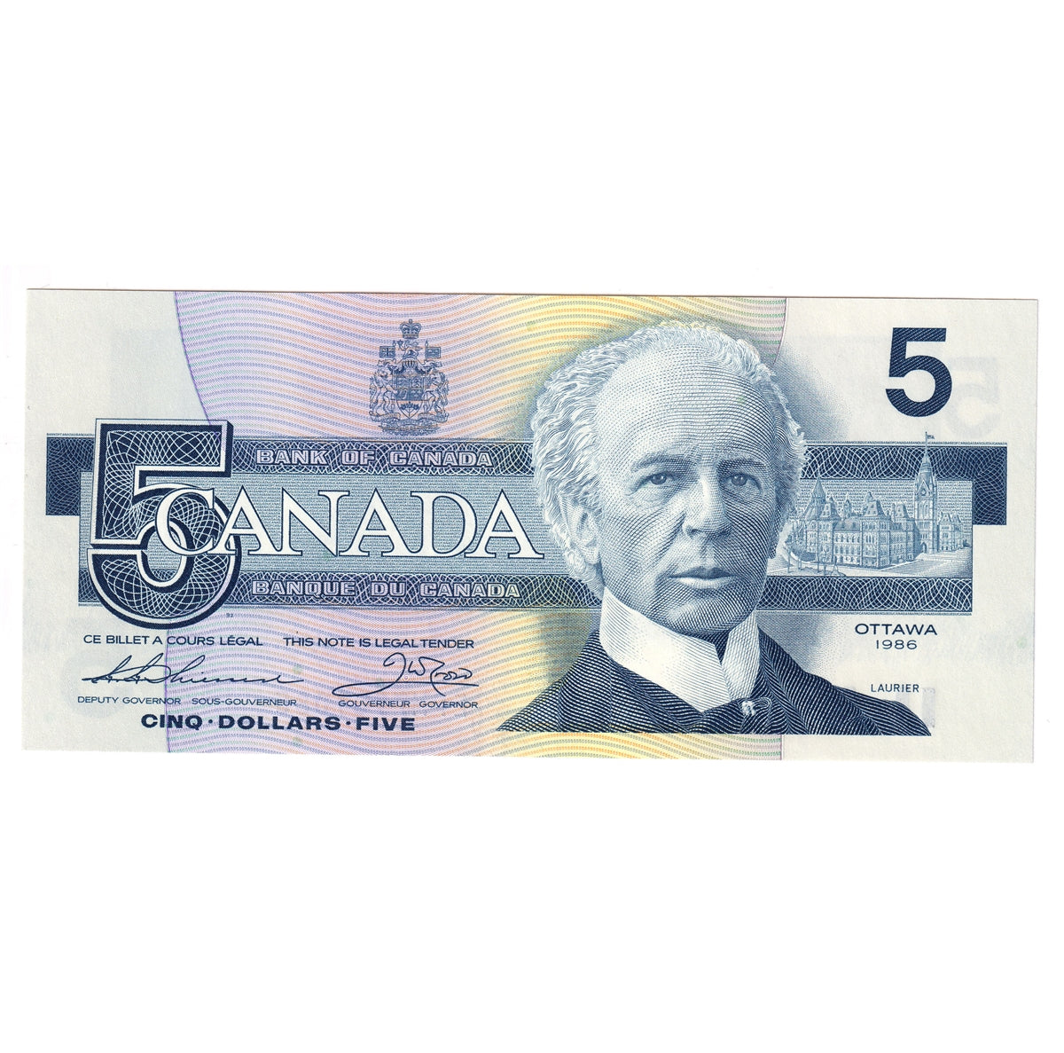 BC-56b 1986 Canada $5 Thiessen-Crow, EPM, AU-UNC (AU55)
