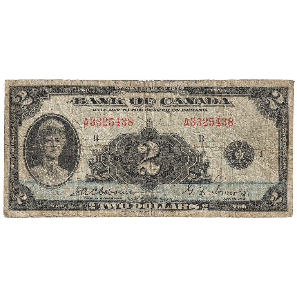 BC-3 1935 Canada $2 Osborne-Towers, English, Series A, Good (G4)