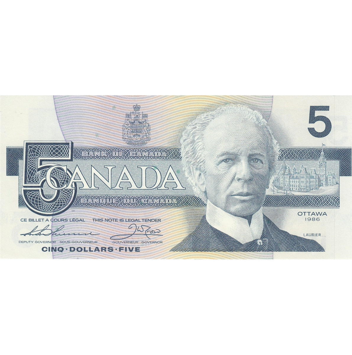 BC-56b 1986 Canada $5 Thiessen-Crow, FNM, AU-UNC