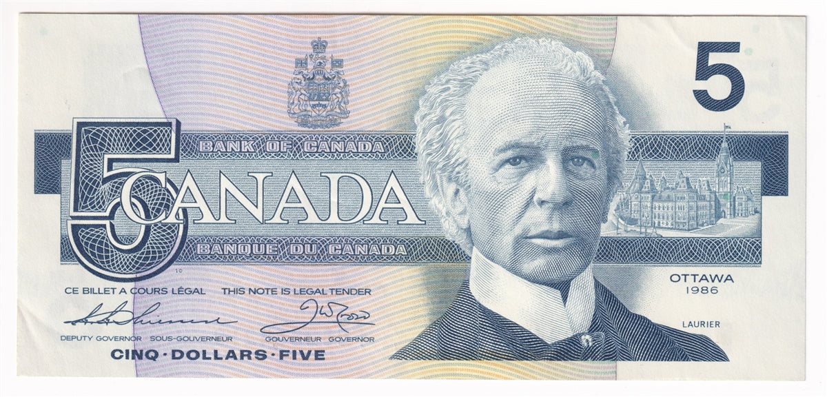 BC-56b 1986 Canada $5 Thiessen-Crow, FOC, AU-UNC