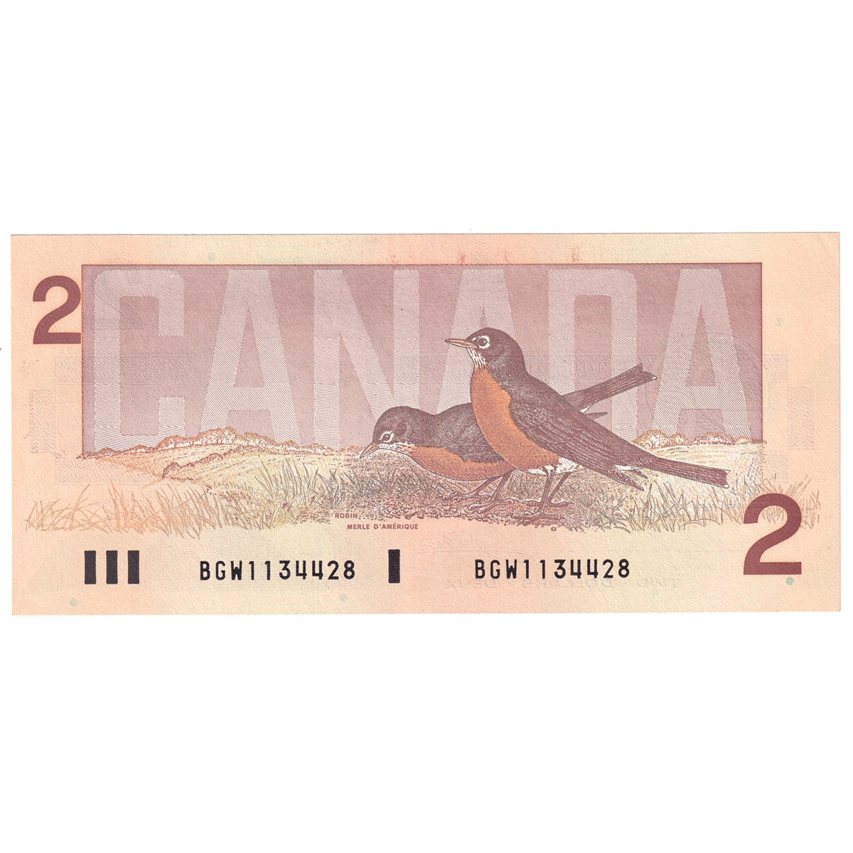 BC-55b 1986 Canada $2 Thiessen-Crow, BGW, Almost Uncirculated (AU50)