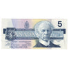 BC-56b 1986 Canada $5 Thiessen-Crow, FNU, Almost Uncirculated (AU50)