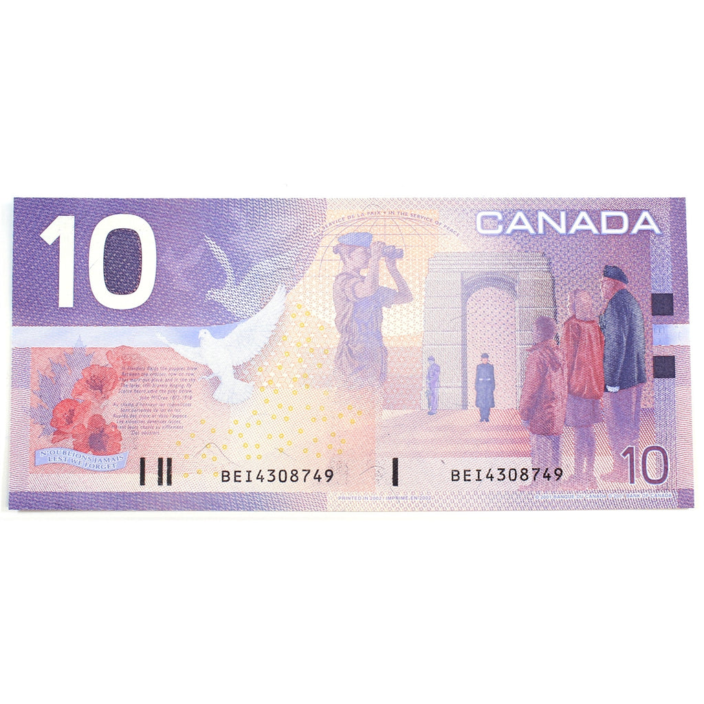 BC-63b-i 2002 Canada $10 Knight-Dodge, BEI, Choice Uncirculated (CUNC63)