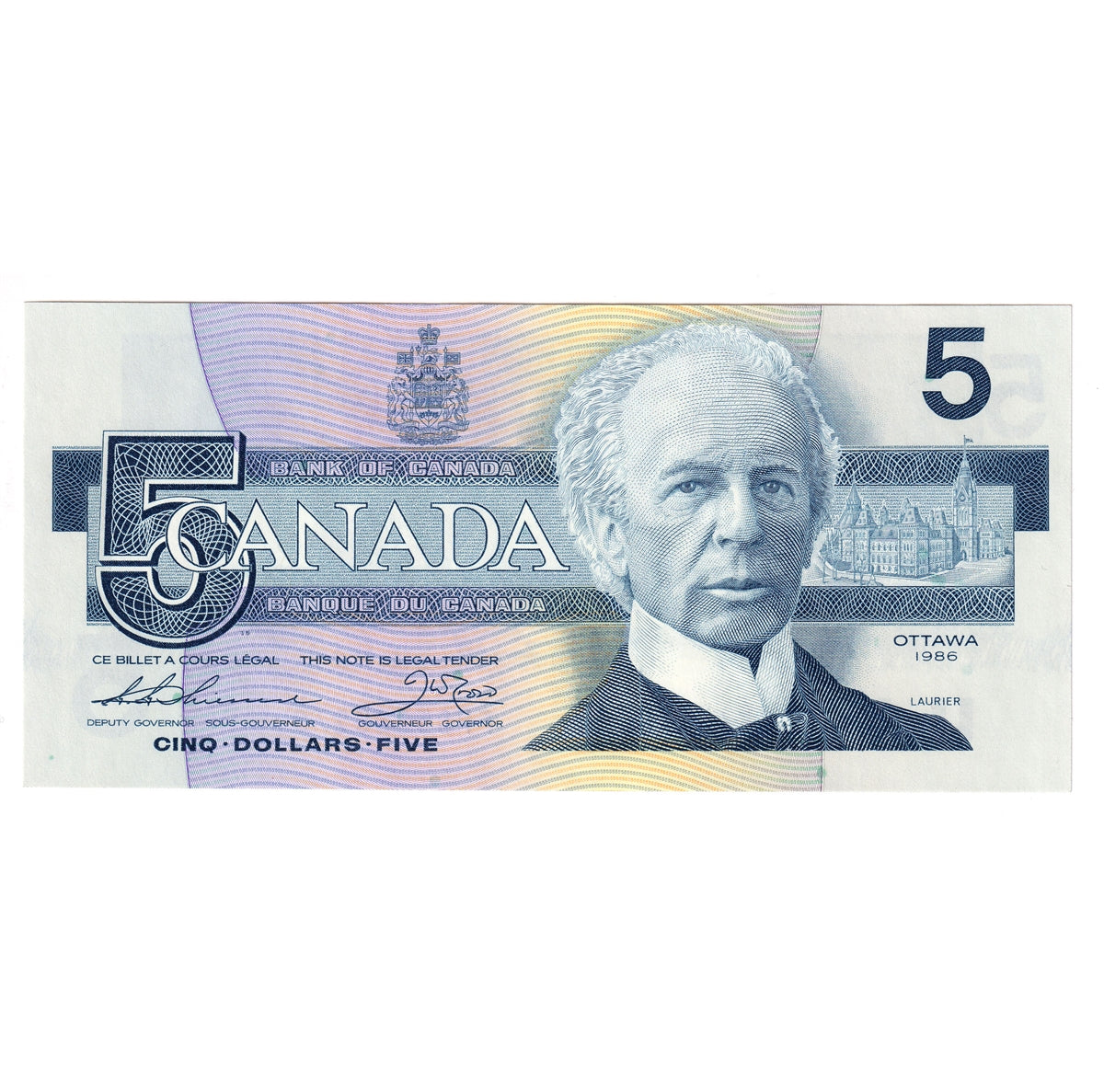 BC-56b 1986 Canada $5 Thiessen-Crow, FPC, Choice Uncirculated (CUNC63)