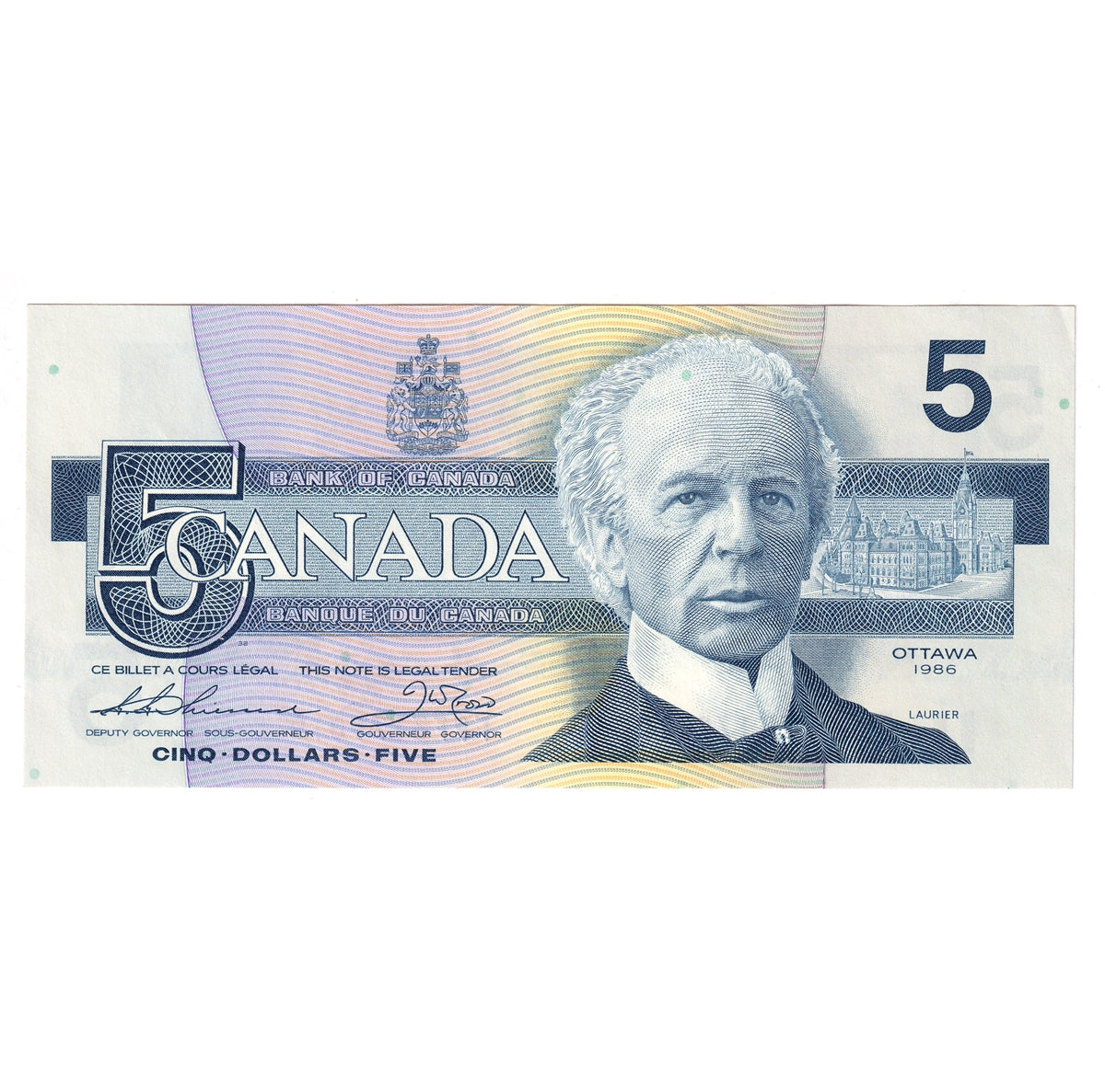 BC-56b 1986 Canada $5 Thiessen-Crow, FPF, AU-UNC