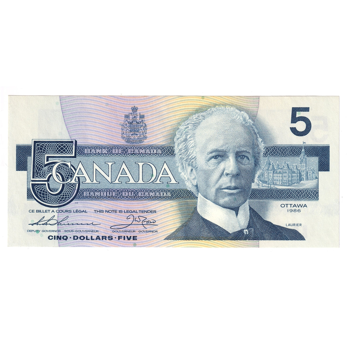 BC-56b 1986 Canada $5 Thiessen-Crow, FPJ, CUNC