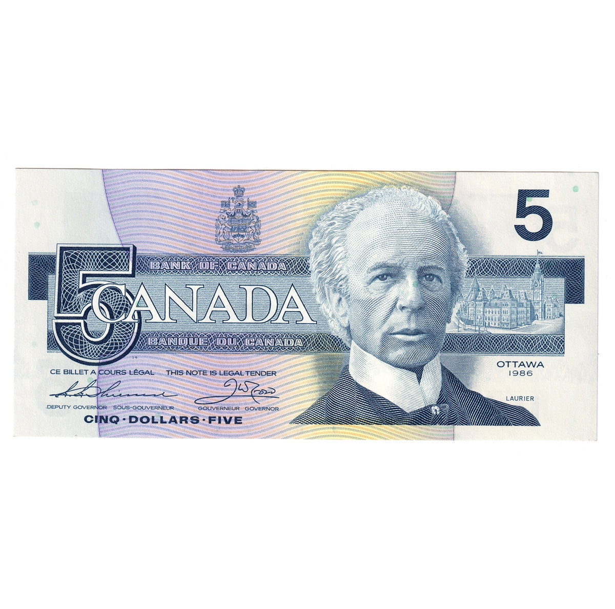 BC-56b 1986 Canada $5 Thiessen-Crow, FPW, AU