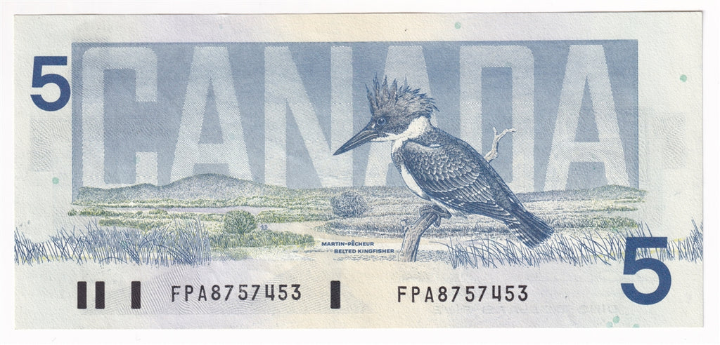BC-56b 1986 Canada $5 Thiessen-Crow, FPA, Almost Uncirculated (AU50)