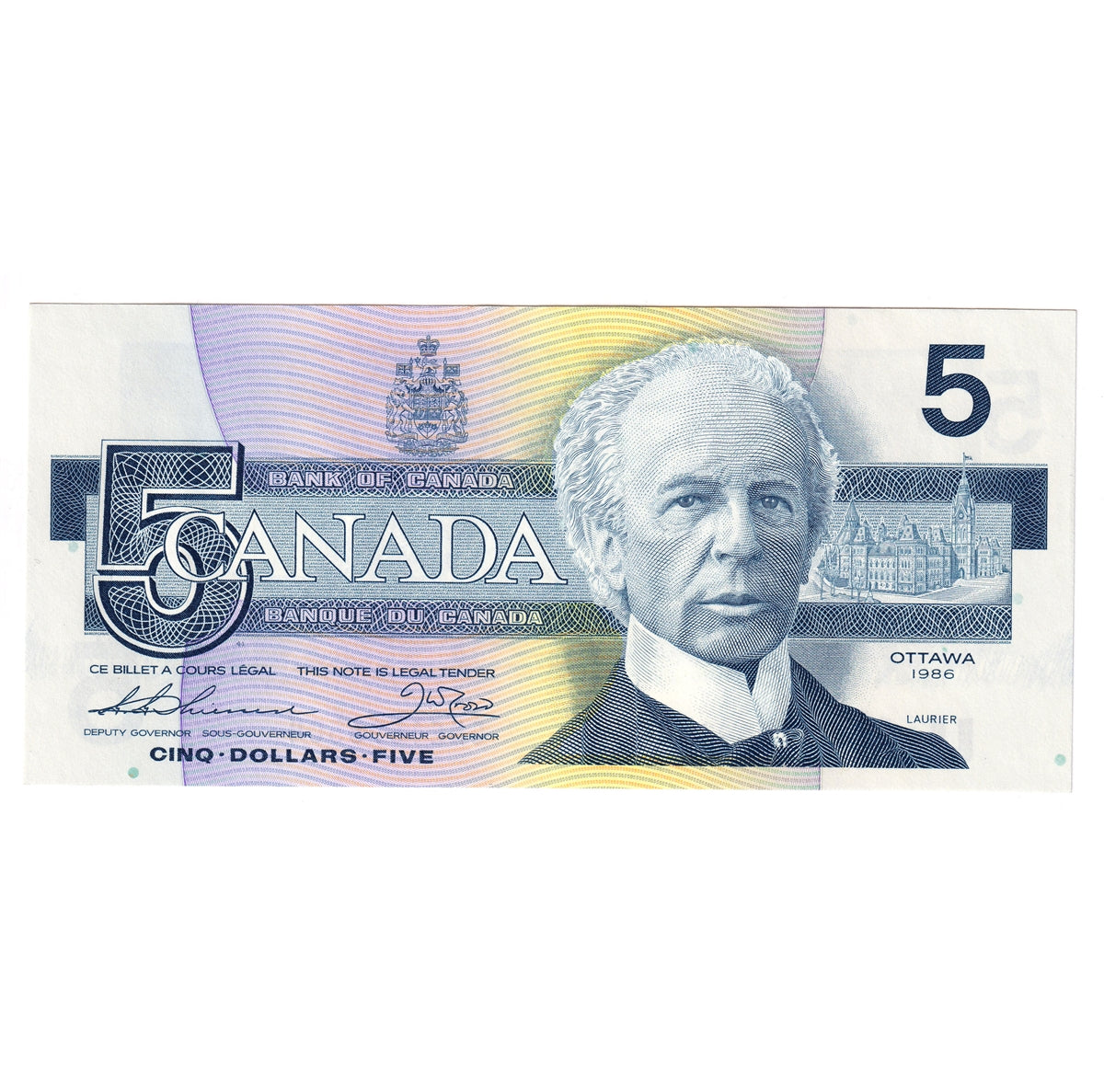 BC-56b 1986 Canada $5 Thiessen-Crow, GNE, Uncirculated (MS60)
