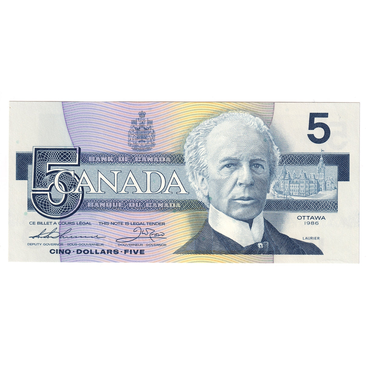BC-56bA 1986 Canada $5 Thiessen-Crow, FNX Below 7.08M, Choice Uncirculated (CUNC63)