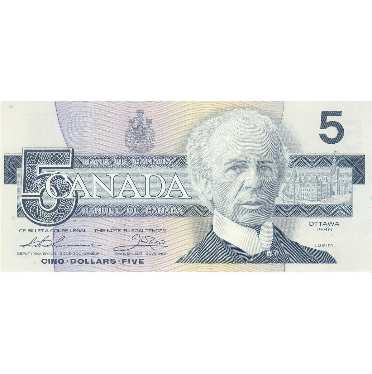 BC-56b 1986 Canada $5 Thiessen-Crow, FOK, Circ