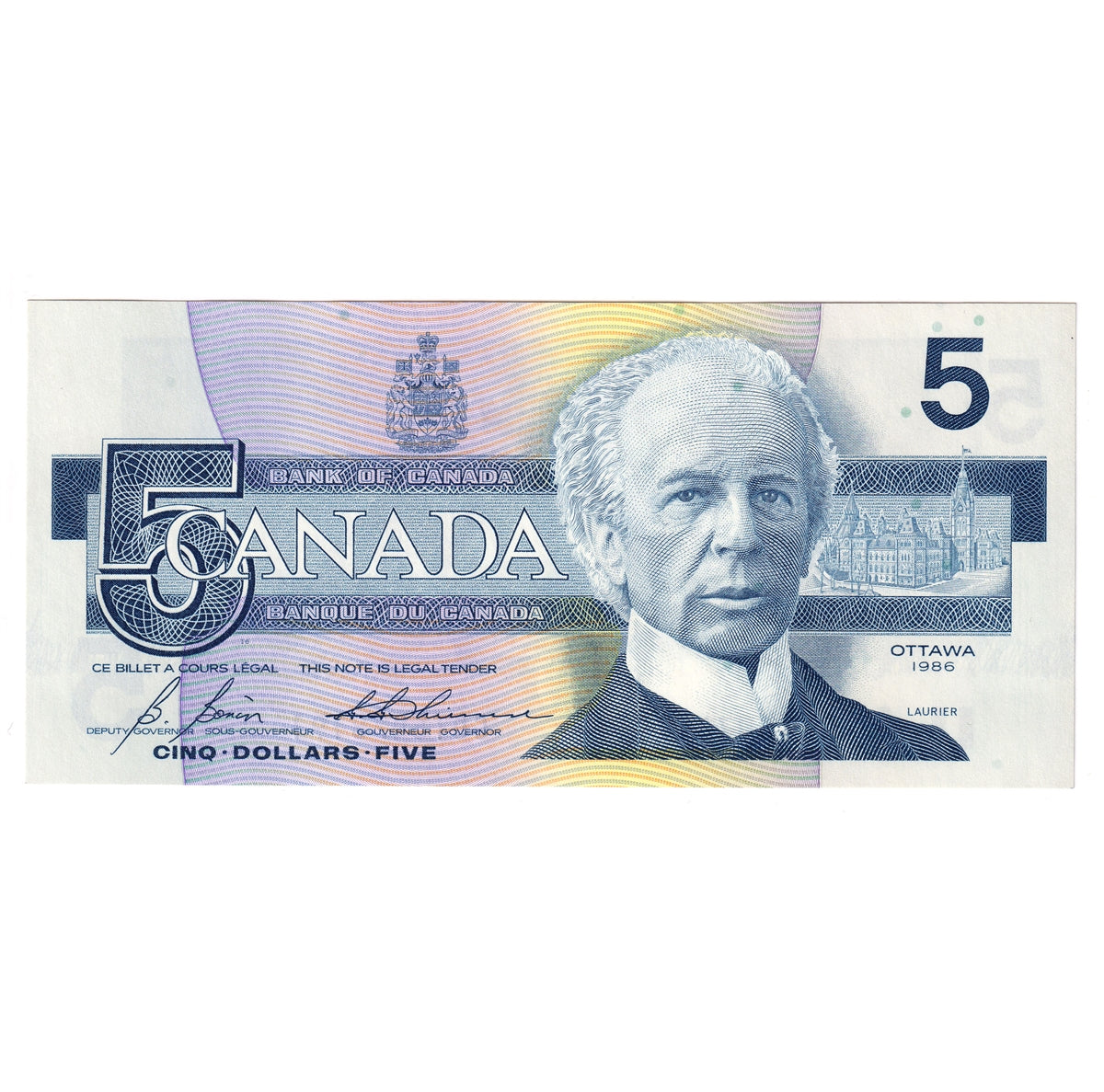 BC-56c 1986 Canada $5 Bonin-Thiessen, GOT, Uncirculated (MS60)