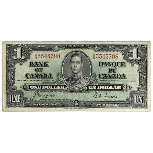BC-21d 1937 Canada $1 Coyne-Towers, R/N, F