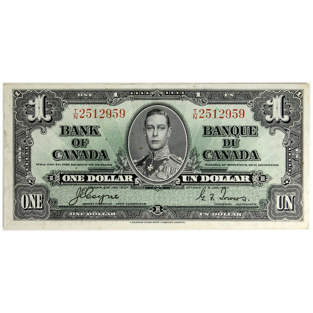 BC-21d 1937 Canada $1 Coyne-Towers, T/N, EF-AU