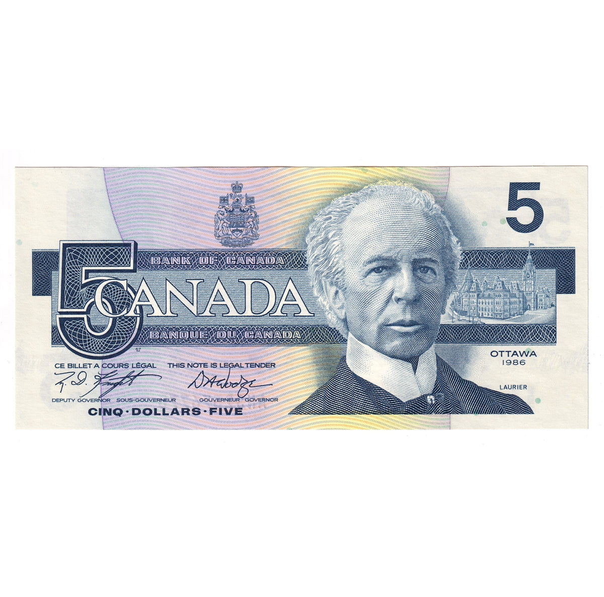 BC-56e-i 1986 Canada $5 Knight-Dodge, ANS, AU-UNC