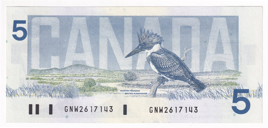 BC-56b 1986 Canada $5 Thiessen-Crow, GNW, AU-UNC