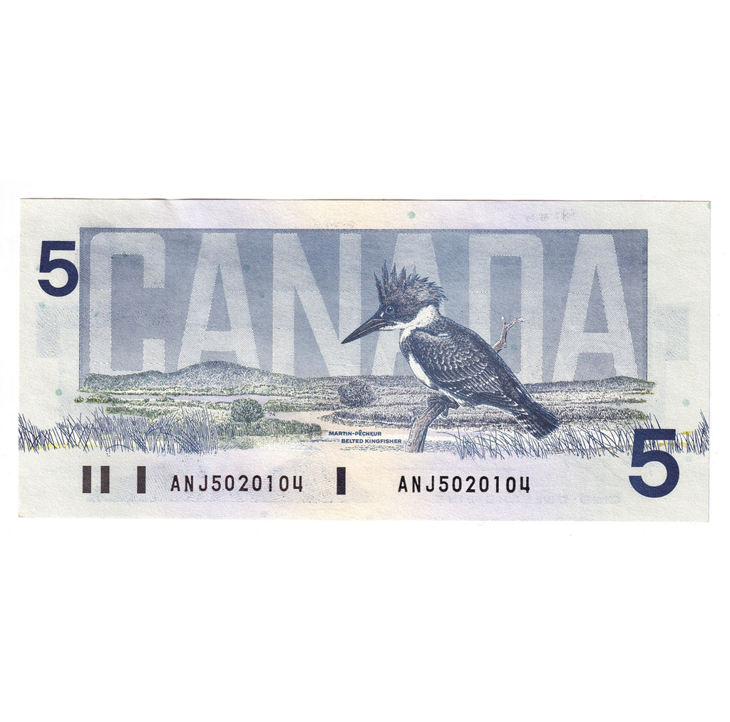 BC-56d 1986 Canada $5 Knight-Thiessen, ANJ, AU-UNC