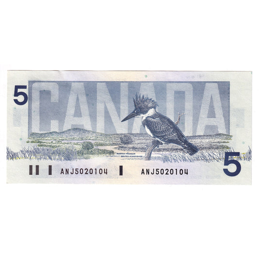 BC-56d 1986 Canada $5 Knight-Thiessen, ANJ, AU-UNC