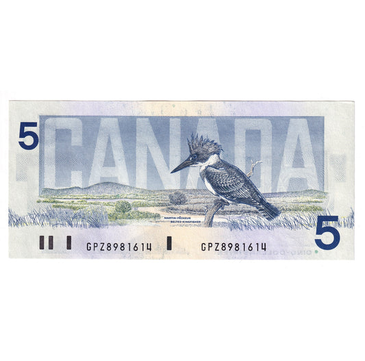 BC-56e 1986 Canada $5 Knight-Dodge, GPZ, AU-UNC