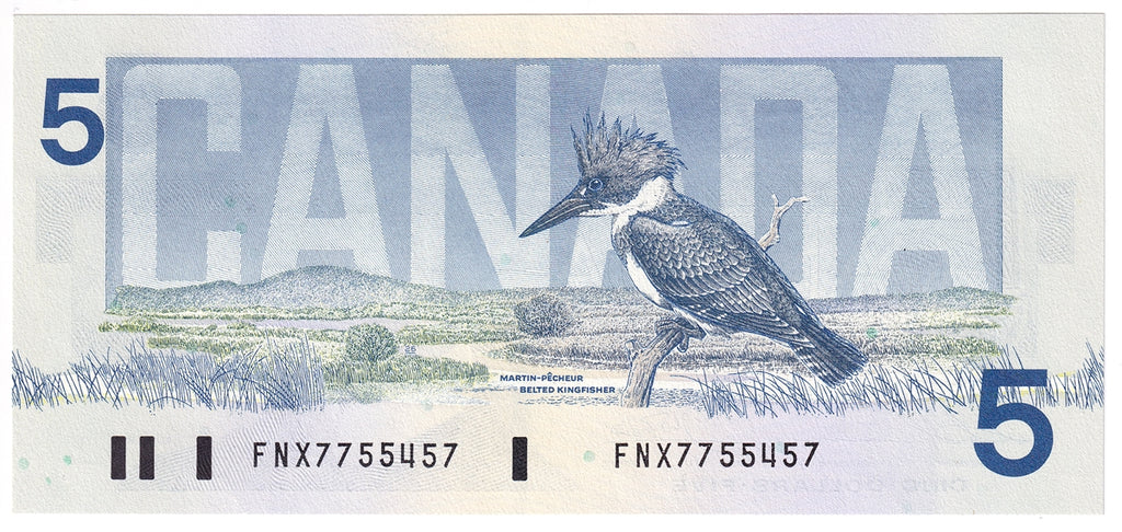 BC-56bA 1986 Canada $5 Thiessen-Crow, FNX Above 7.08M, Choice Uncirculated (CUNC63)