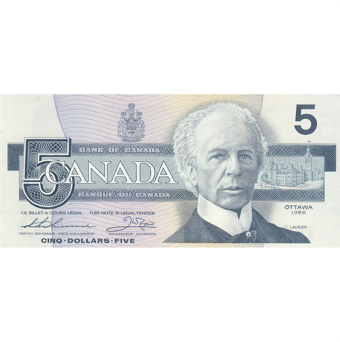 BC-56b 1986 Canada $5 Thiessen-Crow, FPG, Circ