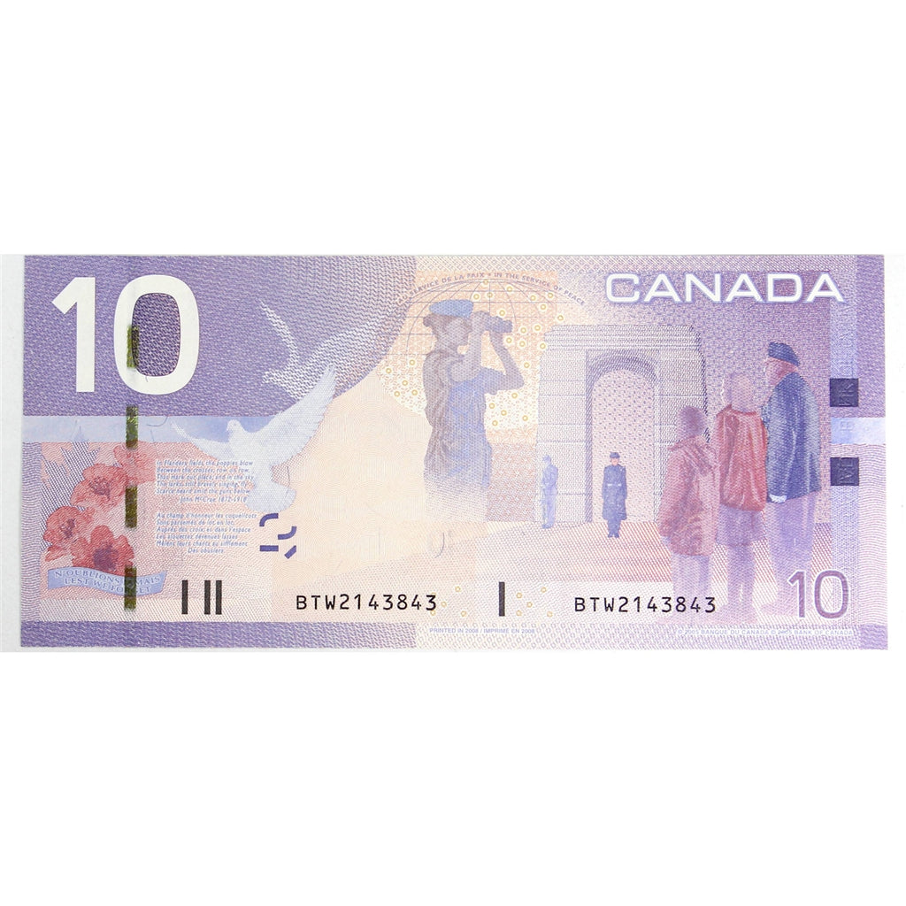 BC-68bA 2008 Canada $10 Jenkins-Carney, BTW (2.135M-2.160M), Choice Uncirculated (CUNC63)