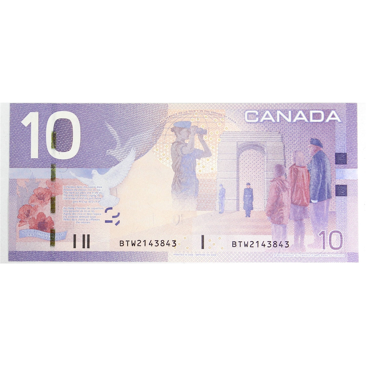 BC-68bA 2008 Canada $10 Jenkins-Carney, BTW (2.135M-2.160M), Choice Uncirculated (CUNC63)