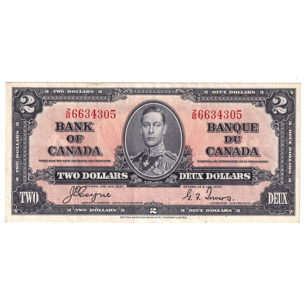 BC-22c 1937 Canada $2 Coyne-Towers, Z/B, EF