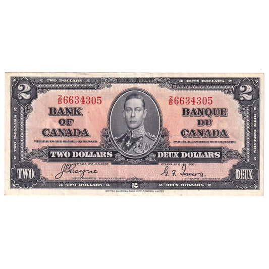 BC-22c 1937 Canada $2 Coyne-Towers, Z/B, EF
