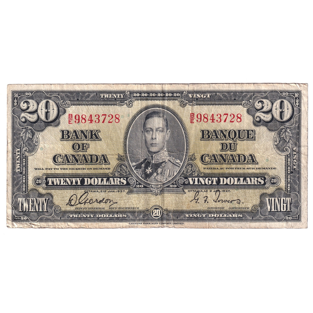 BC-25b 1937 Canada $20 Gordon-Towers, B/E, F-VF
