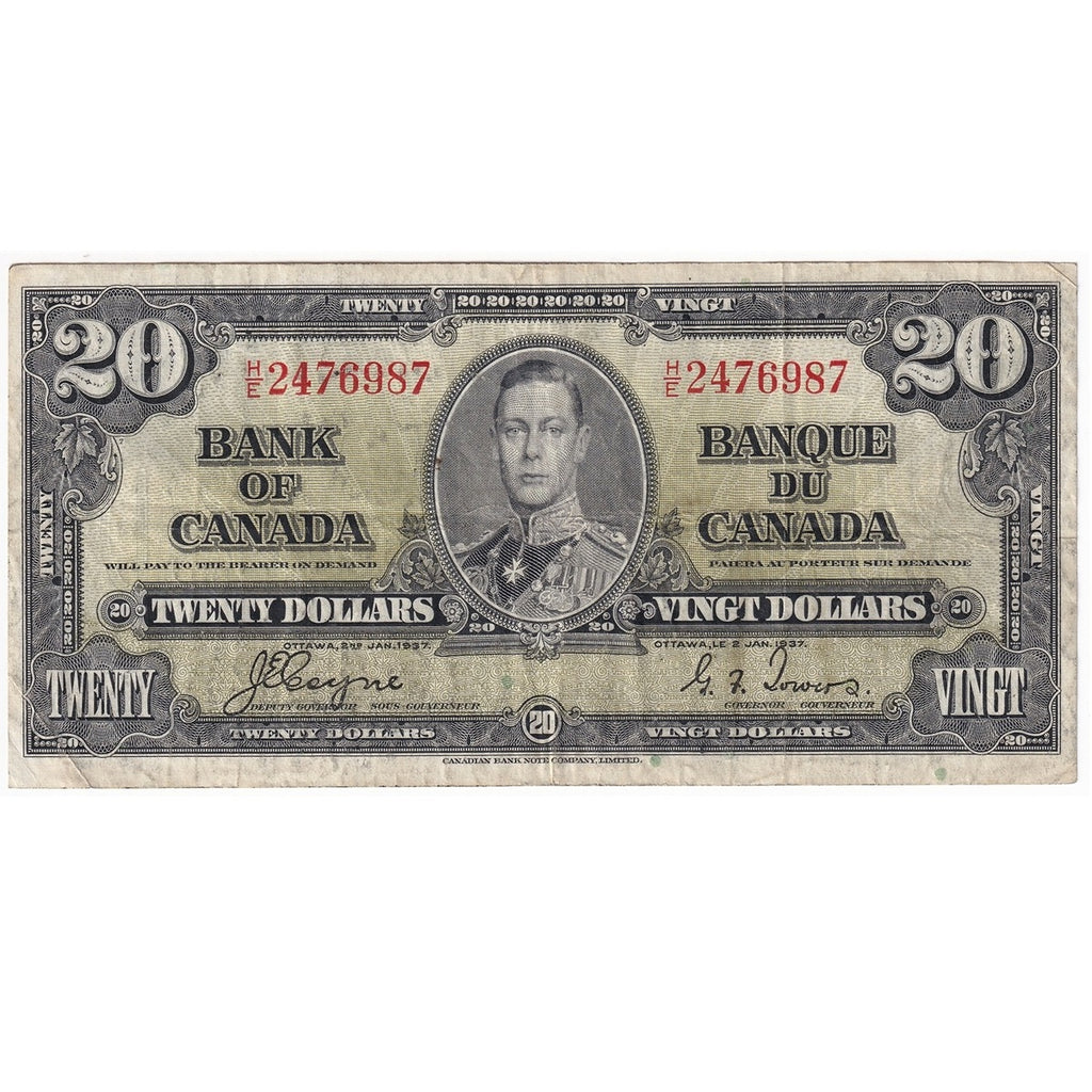BC-25c 1937 Canada $20 Coyne-Towers, H/E, VF